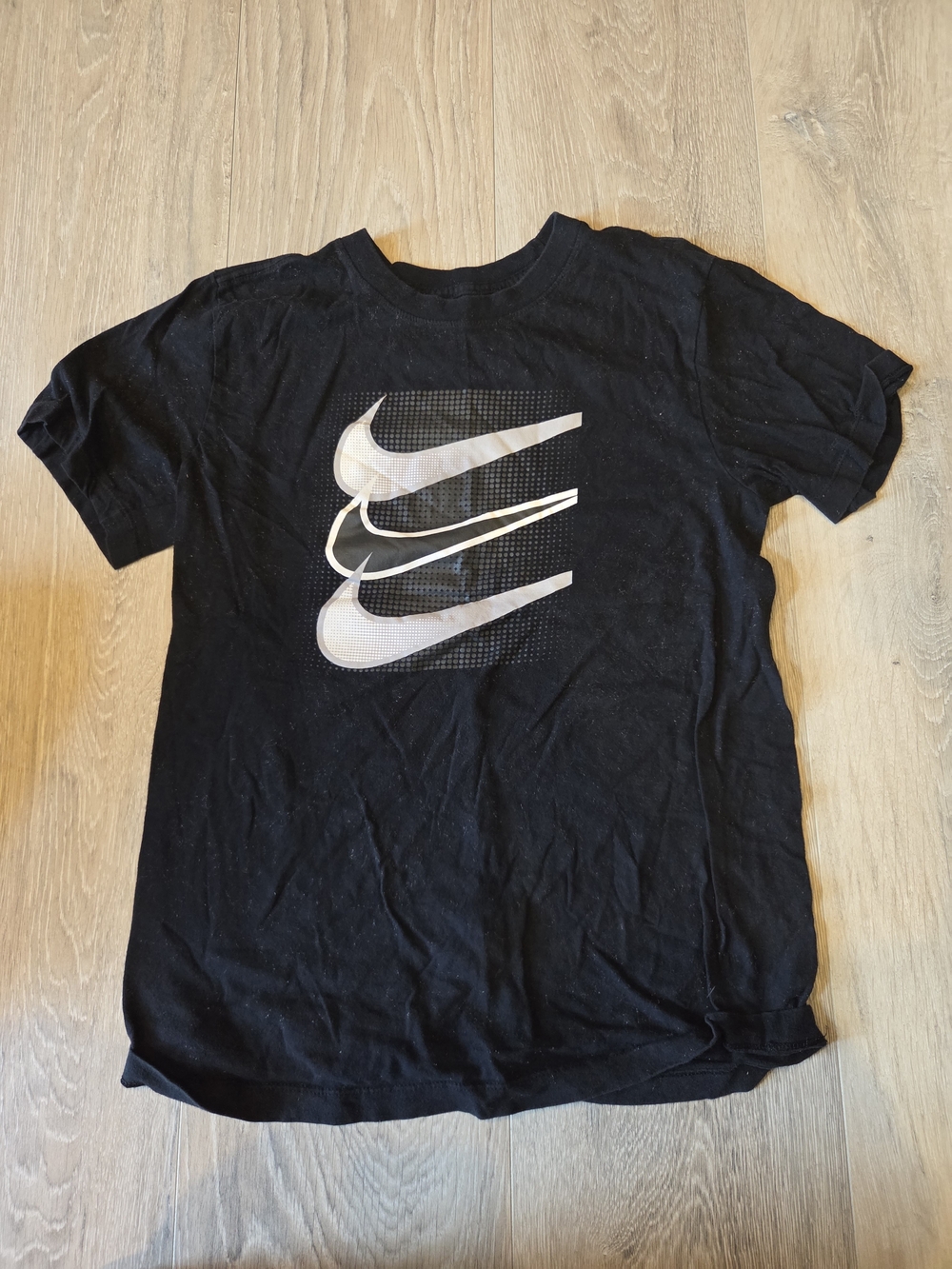 Nike Black Short Sleeve Tee with Stacked White Swooshes